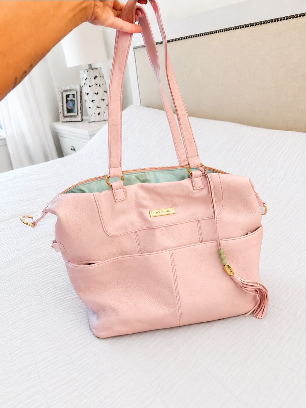 Leather Lily Jade Diaper Bag w/ Insert